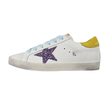 Load image into Gallery viewer, Golden Goose Super-Star Glitter Purple Star Yellow Heel Tab