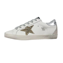 Load image into Gallery viewer, Golden Goose Super-Star Glitter Gold Star Silver Heel Tab