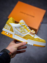 Load image into Gallery viewer, LV Trainers Velcro Strap Monogram Denim Yellow