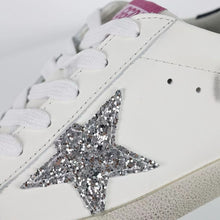 Load image into Gallery viewer, Golden Goose Super-Star Glitter Silver Star Navy Heel Tab