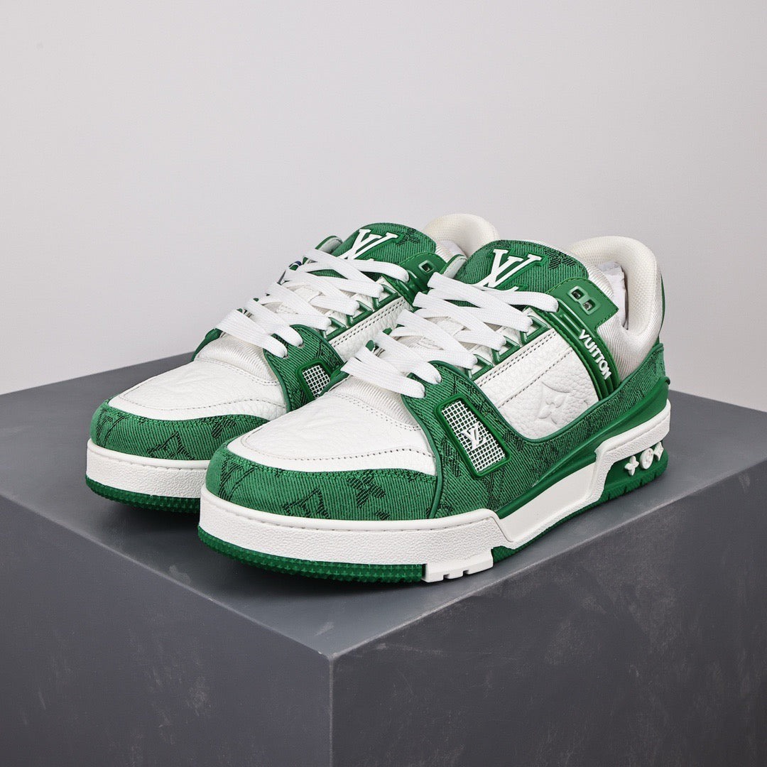 LV Trainers Monogram Denim Green - Main Image