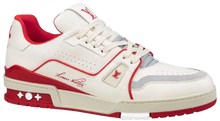 Load image into Gallery viewer, LV Trainers #54 Signature White Red