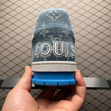 Load image into Gallery viewer, LV Trainers Velcro Strap Monogram Denim Blue