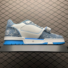 Load image into Gallery viewer, LV Trainers Velcro Strap Monogram Denim Blue