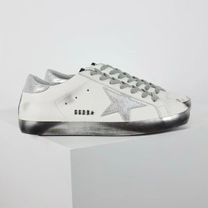 Golden Goose Ball-Star Silver Star Silver Heel Tab Silver Base