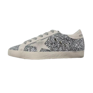 Golden Goose Ball-Star Suede Star Grey Heel Tab Glitter Base