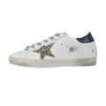 Golden Goose Super-Star Glitter Gold Star Blue Heel Tab