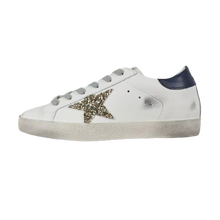 Load image into Gallery viewer, Golden Goose Super-Star Glitter Gold Star Blue Heel Tab
