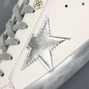 Golden Goose Super-Star Silver Star Silver Heel Tab Silver Sole