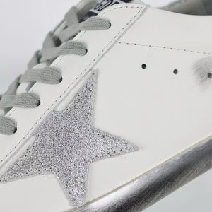 Golden Goose Ball-Star Silver Star Silver Heel Tab Silver Base