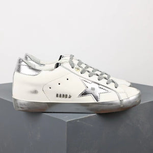 Golden Goose Super-Star Silver Star Silver Heel Tab Silver Sole