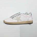 Golden Goose Ball-Star Suede Star Silver Heel Tab