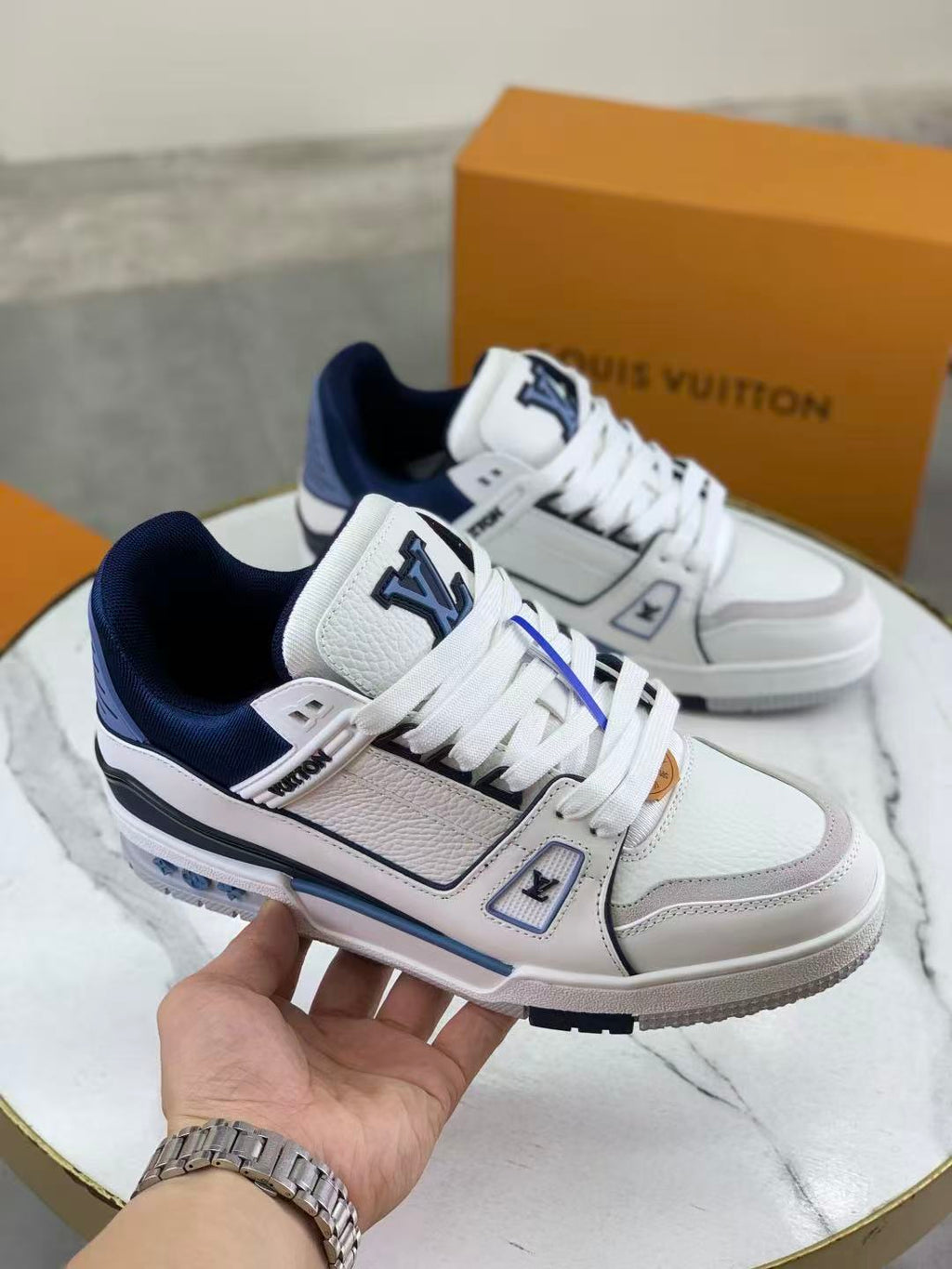 LV Trainers Blue | White