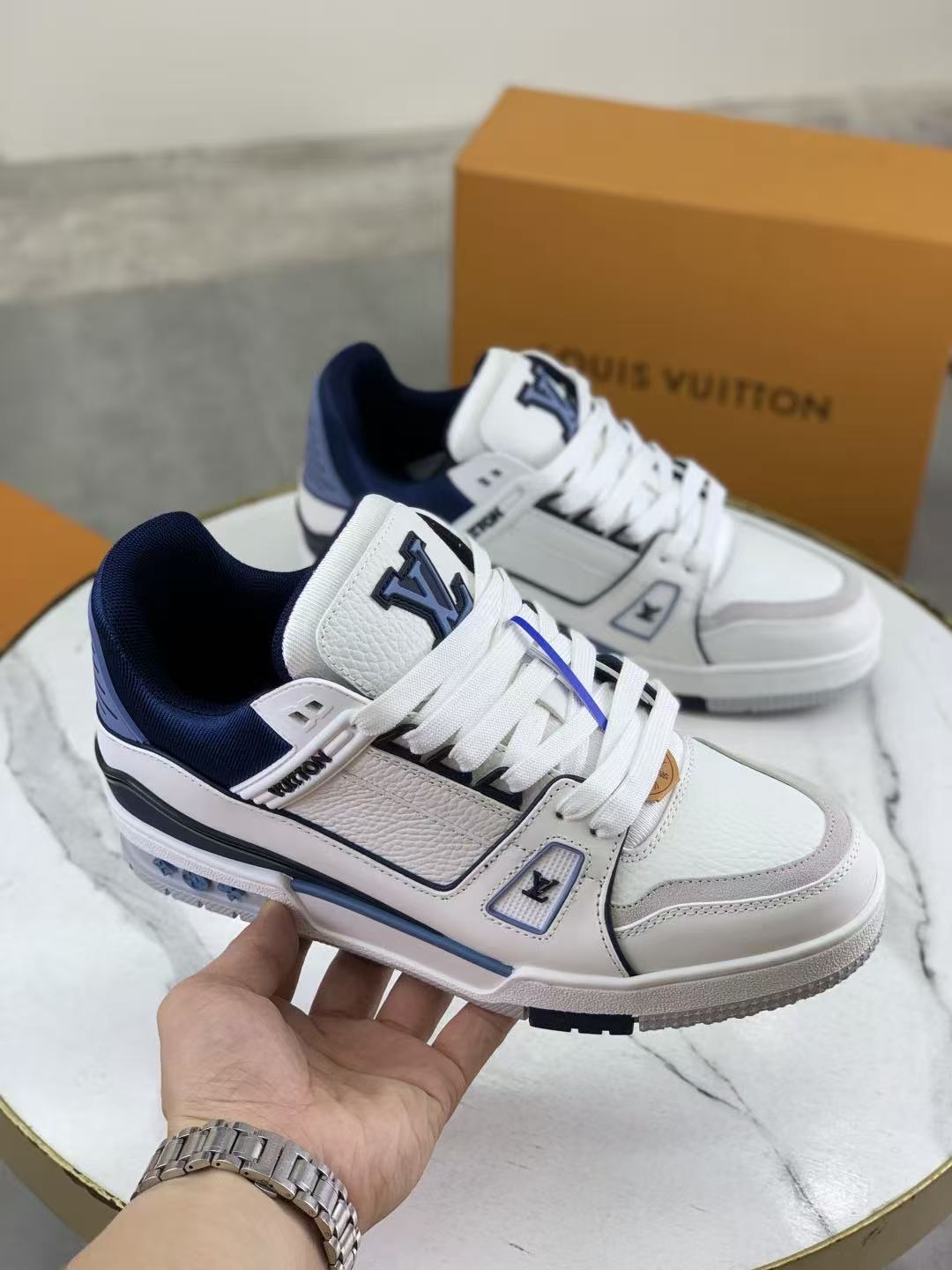 LV Trainers Blue | White