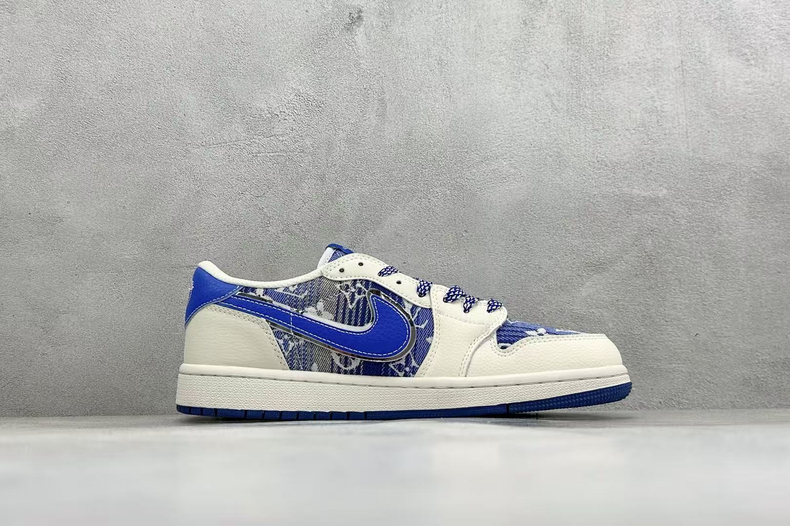 AJ1 Low Travis Scott x LV Blue Monogram Customs