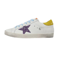 Golden Goose Super-Star Glitter Purple Star Yellow Heel Tab