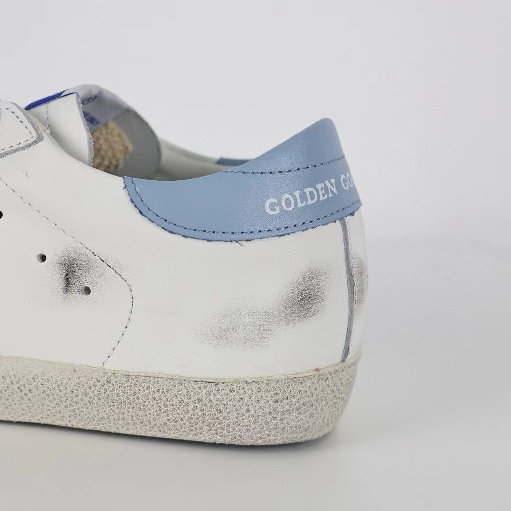 Golden Goose Super-Star Glitter Pink Star Blue Heel Tab