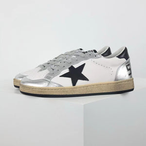 Golden Goose Ball-Star Leather Star Black Heel Tab Silver