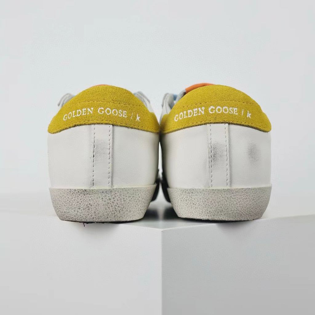 Golden Goose Super-Star Glitter Purple Star Yellow Heel Tab