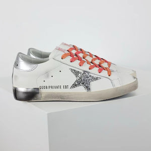 Golden Goose Ball-Star Glitter Silver Star Silver Heel Tab