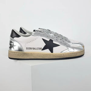 Golden Goose Ball-Star Leather Star Black Heel Tab Silver