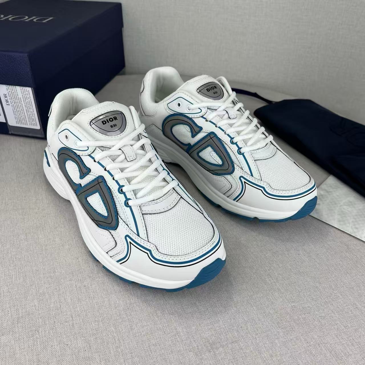 B30 White and Light Blue Mesh