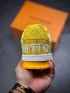 LV Trainers Velcro Strap Monogram Denim Yellow