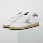 Golden Goose Ball-Star Glitter Silver Star Red Heel Tab