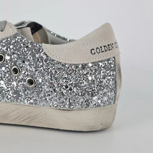 Golden Goose Ball-Star Suede Star Grey Heel Tab Glitter Base