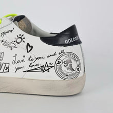 Load image into Gallery viewer, Golden Goose Super-Star Graffiti Suede Silver Star Black Heel Tab
