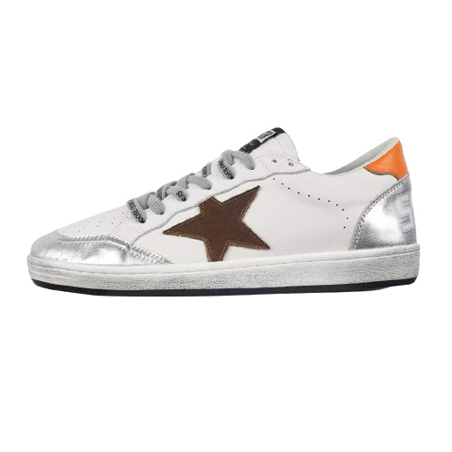 Golden Goose Ball-Star Brown Star Orange Heel Tab