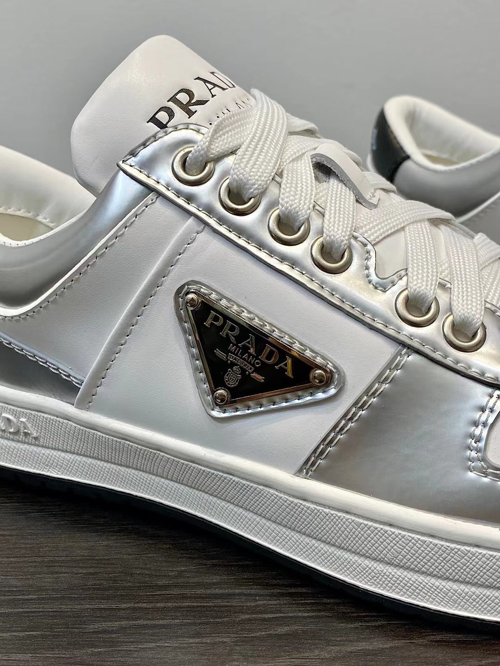 Prada Downtown Metallic Silver