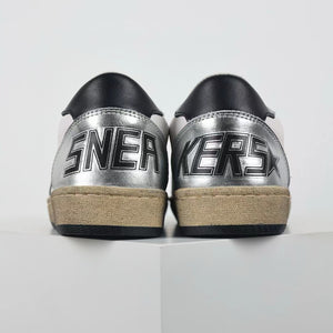 Golden Goose Ball-Star Leather Star Black Heel Tab Silver