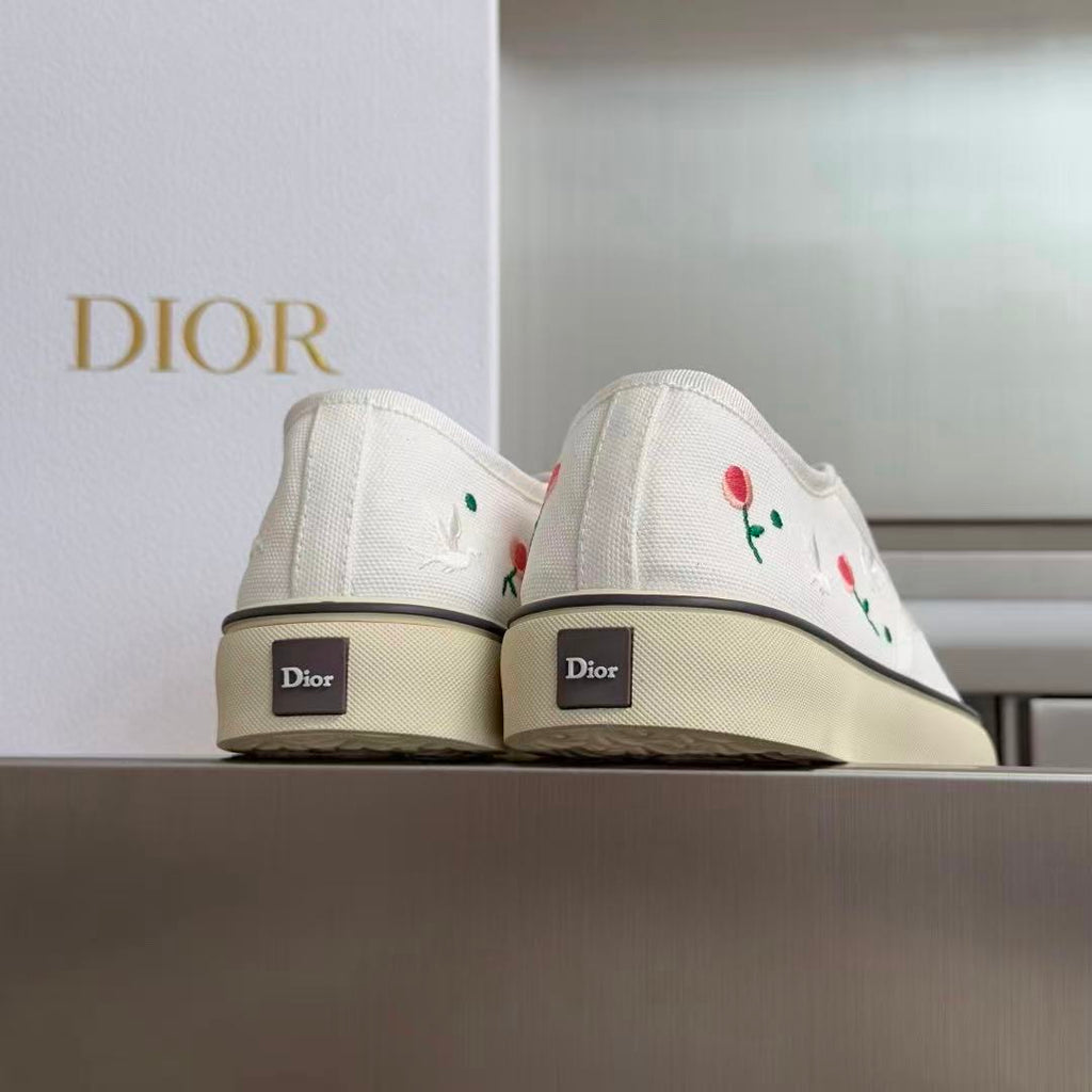 Saltwind Sneaker Doves & Roses Motif on White Cotton