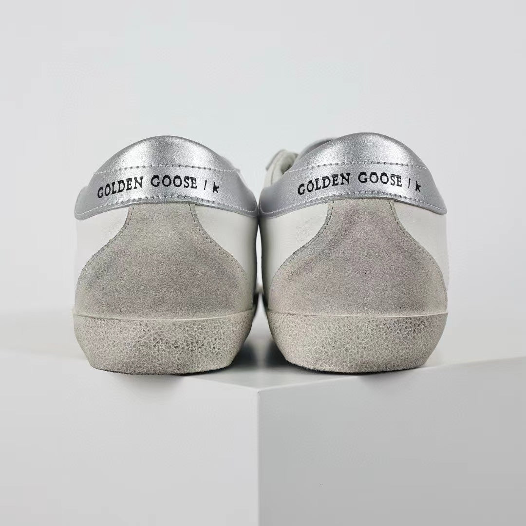 Golden Goose Super-Star Suede Star Silver Heel Tab