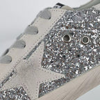 Golden Goose Ball-Star Suede Star Grey Heel Tab Glitter Base