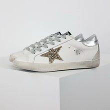 Load image into Gallery viewer, Golden Goose Super-Star Glitter Gold Star Silver Heel Tab
