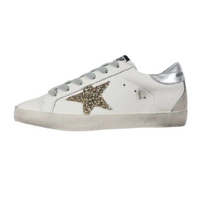 Golden Goose Super-Star Glitter Gold Star Silver Heel Tab