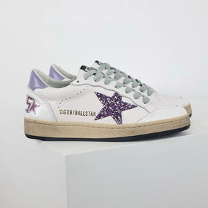 Golden Goose Ball-Star Glitter Star Purple Heel Tab