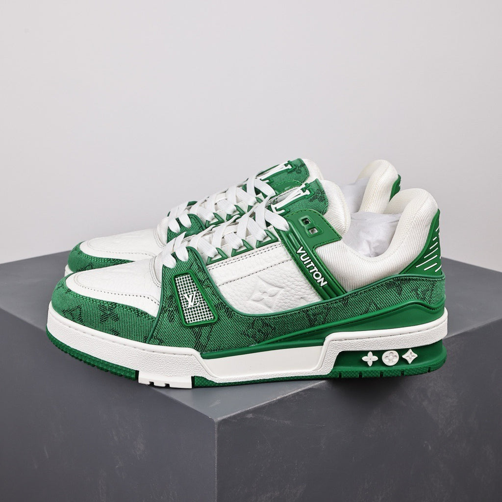 LV Trainers Monogram Denim Green