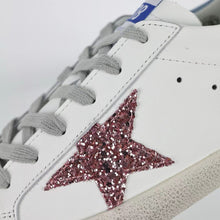 Load image into Gallery viewer, Golden Goose Super-Star Glitter Pink Star Blue Heel Tab
