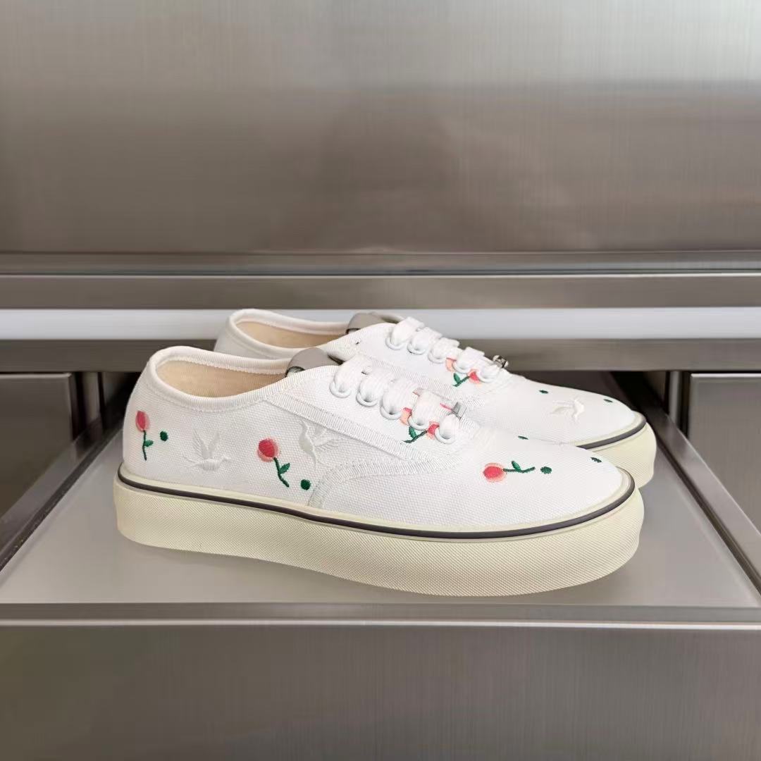 Saltwind Sneaker Doves & Roses Motif on White Cotton