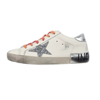 Golden Goose Ball-Star Glitter Star Silver Heel Tab