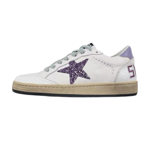 Golden Goose Ball-Star Glitter Star Purple Heel Tab