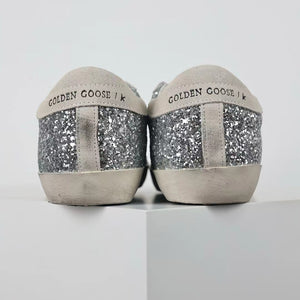 Golden Goose Ball-Star Suede Star Grey Heel Tab Glitter Base