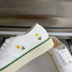 Saltwind Sneaker Daisy Motif on White Cotton