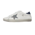 Golden Goose Super-Star Glitter Silver Star Navy Heel Tab