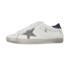 Golden Goose Super-Star Glitter Silver Star Navy Heel Tab