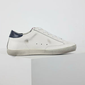 Golden Goose Super-Star Glitter Silver Star Navy Heel Tab