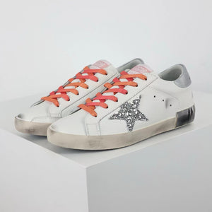 Golden Goose Ball-Star Glitter Silver Star Silver Heel Tab